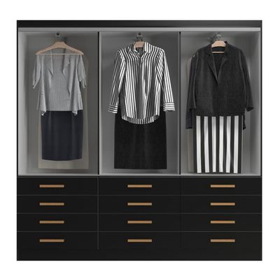 Guarda Roupas New Mônaco 6 Portas E 12 Gavetas - Black Black