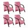 Kit 4 Poltronas 1 Lugar Vênus Pé Madeira Suede Rosa