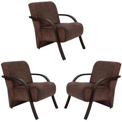 Kit 3 Poltrona Vênus 1 Lugar Suede Marrom