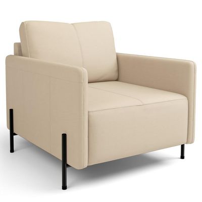 Kit 2 Poltronas Decorativa Para Sala Living Pés Industrial Domani L06 Couro Nude - Lyam Decor