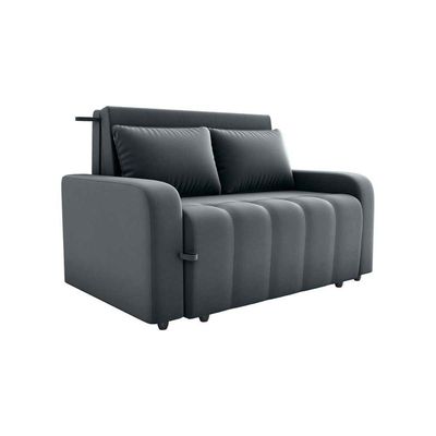 Sofá Cama Compacto 2 Lugares 1,38 Larg Amora New Matrix Veludo Cinza