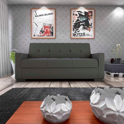 Sofá Cama 3 Lugares Reclinável Casal Premium 2,03 Larg Lavinia Matrix Suede Cinza