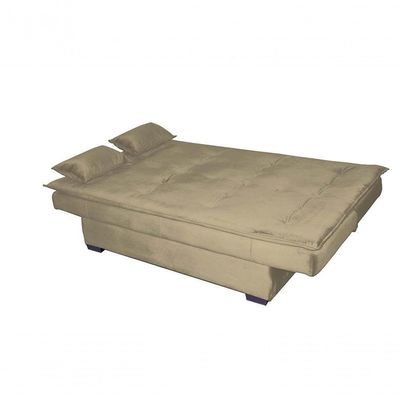 Sofá Cama 3 Lugares Casal Premium Reclinavel 1,80 Larg Esmeralda Matrix Veludo Capuccino