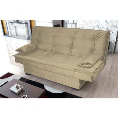 Sofá Cama 3 Lugares Casal Premium Reclinavel 1,80 Larg Esmeralda Matrix Veludo Capuccino