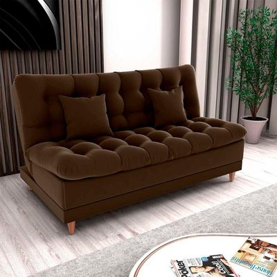 Sofá Cama 3 Lugares Casal Confortável 1,85 Larg Duda Matrix Veludo Marrom