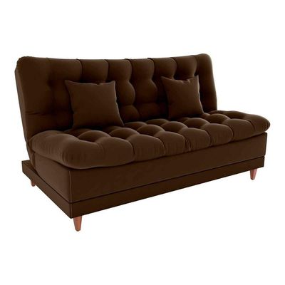 Sofá Cama 3 Lugares Casal Confortável 1,85 Larg Duda Matrix Veludo Marrom
