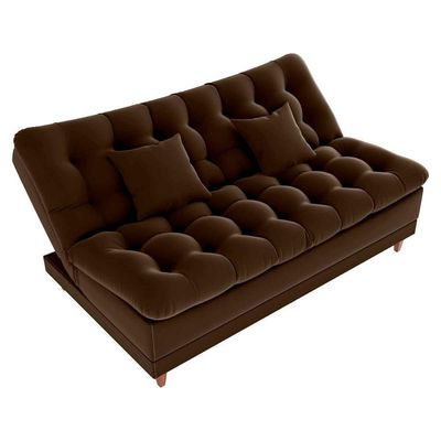 Sofá Cama 3 Lugares Casal Confortável 1,85 Larg Duda Matrix Veludo Marrom