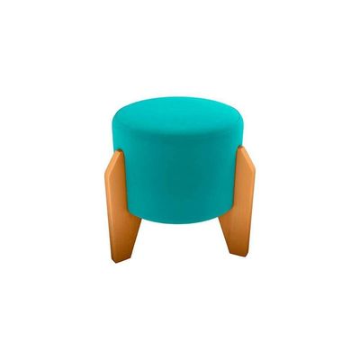 Puff Banqueta Redondo Pés Madeira Luxo Matrix Veludo Verde Menta