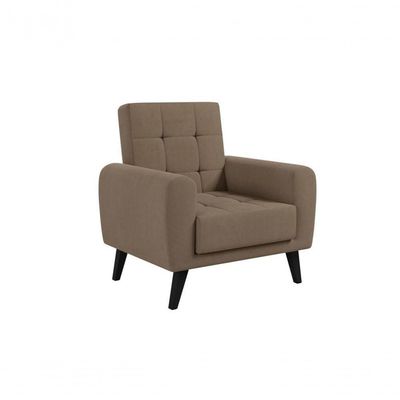 Poltrona Para Descanço Com Pés De Madeira Livia Matrix Suede Bege