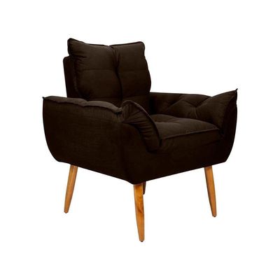 Poltrona Opala Tokio Para Descanço Confortável Toquio Matrix Suede Marrom