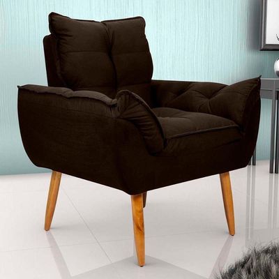 Poltrona Opala Tokio Para Descanço Confortável Toquio Matrix Suede Marrom