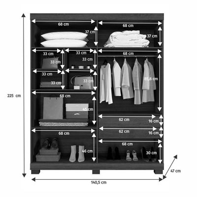 Guarda Roupa New Master 4 Portas 3 Gavetas 8 Prateleiras Cinamomo