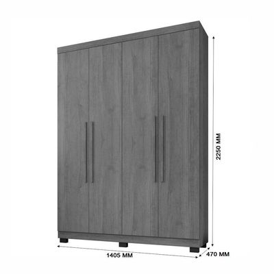 Guarda Roupa New Master 4 Portas 3 Gavetas 8 Prateleiras Cinamomo