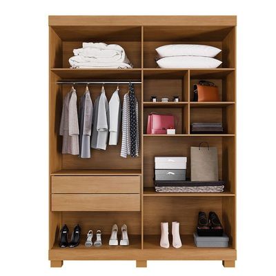 Guarda Roupa New Master 4 Portas 3 Gavetas 8 Prateleiras Cinamomo