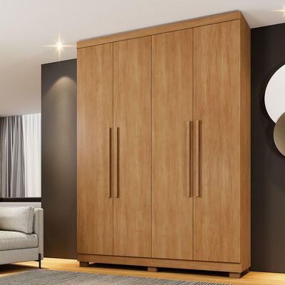 Guarda Roupa New Master 4 Portas 3 Gavetas 8 Prateleiras Cinamomo