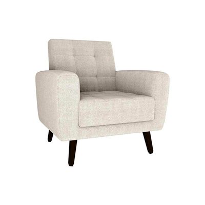 Poltrona Para Descanço Com Pés De Madeira Livia Matrix Boucle Bege