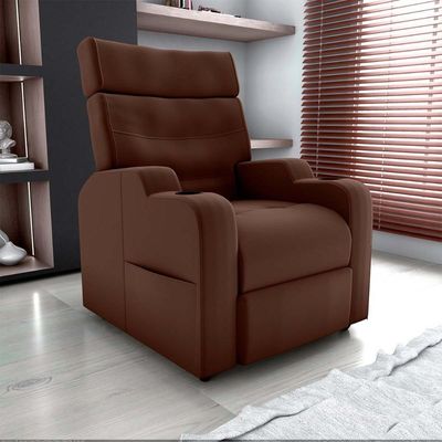 Poltrona Do Papai Reclinável Premium Com Porta Copos E Porta Controle Toro Matrix Veludo Ferrugem