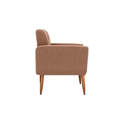 Poltrona Cadeira Com Puff Para Descanço Acabamento Premium Havana Matrix Boucle Marrom