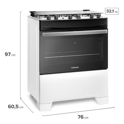 Fogão 5 Bocas Continental Branco Automático com TOPLimpaFácil (FC5IB) Premium Bivolt
