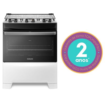 Fogão 5 Bocas Continental Branco Automático com TOPLimpaFácil (FC5IB) Premium Bivolt