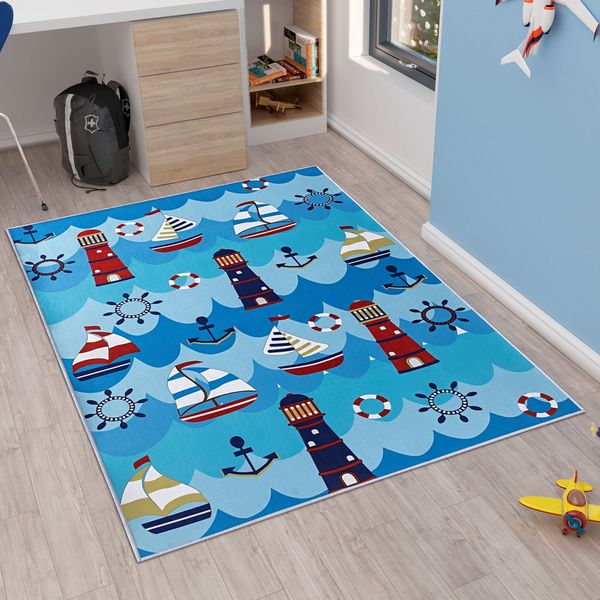 Tapete Bibi Infantil Antiderrapante 1,00 x 1,40m - Marinheiro
