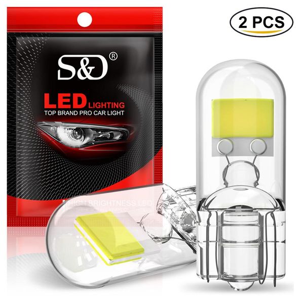 2 Peças Nova Lâmpada LED T10 W5W COB Azul Safira 12V azul