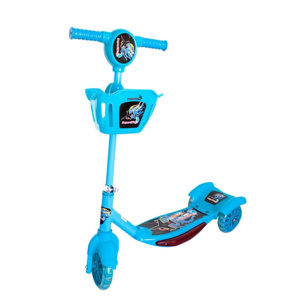 Patinete Infantil Masculino 3 Rodas Radical Azul Importway Brinquedo Criança Com Freio Traseiro Cesta Luz E Som