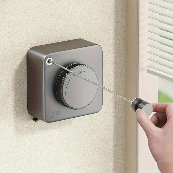 Corda Retrátil para Roupas de Parede para Secagem Interna e Externa 1 unidade / branco