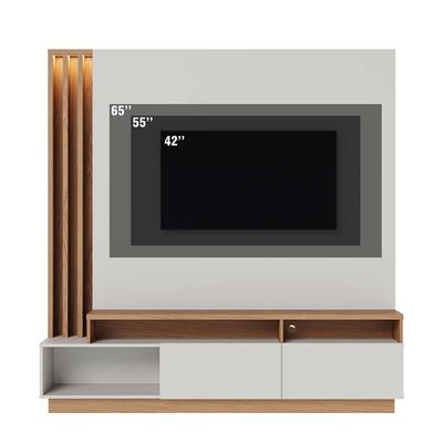 Estante Home Sala de Estar 180cm Filipina Led Off White/Freijó G73 - Gran Belo
