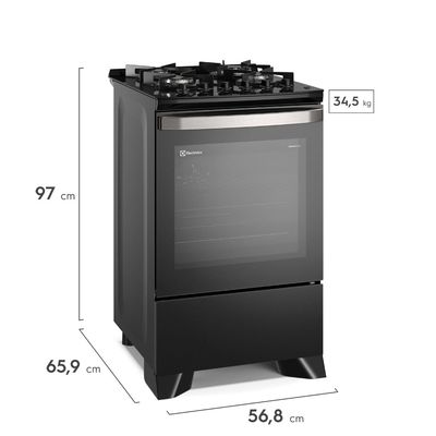 Fogão 4 bocas Electrolux Preto Experience c/ Mesa de Vidro, Grill e PerfectCook360 (FE4CP) 220V