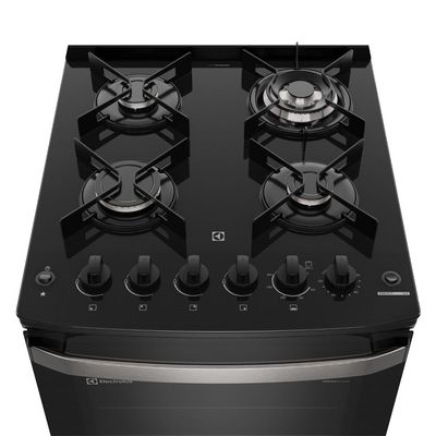 Fogão 4 bocas Electrolux Preto Experience c/ Mesa de Vidro, Grill e PerfectCook360 (FE4CP) 220V