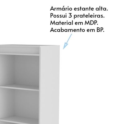 Armário Alto para Escritório Home Office ME4150 MDP Branco - Gran Belo