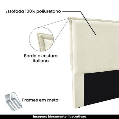 Cabeceira Decorativa King Size 1,95M Trento Linho Natural - Gran Belo