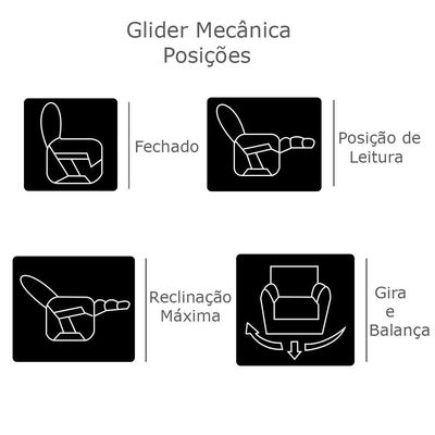 Poltrona Reclinável Giratória Glider Couro Marrom