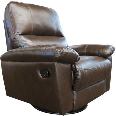 Poltrona Reclinável Giratória Glider Couro Marrom