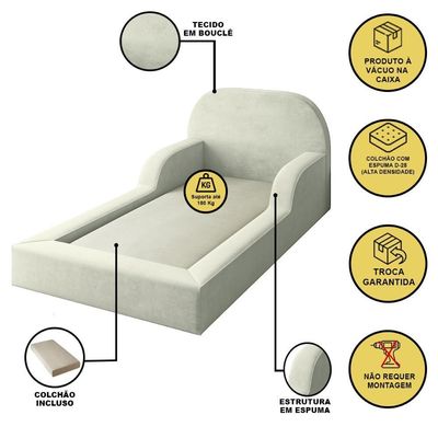 Cama Colchão Montessoriana Infantil Proteção Lateral Balaqui Bege