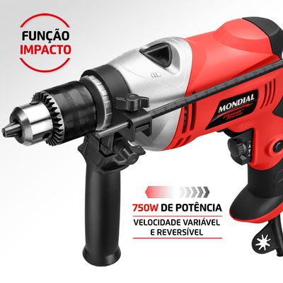 Furadeira de Impacto Mondial Preto e Vermelho 500W FFI-04 110