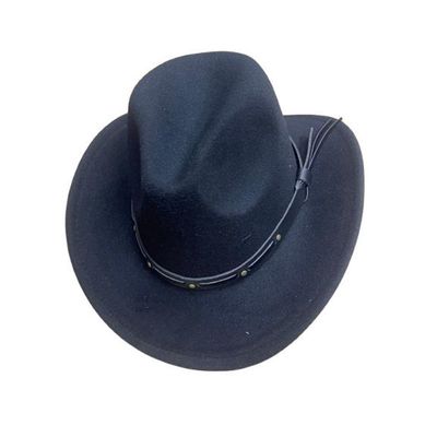 Chapéu Country Western Cowboy Hat Unisex Aba Pequeno Fita Em Couro, Lady Jazz Caps, Cavalheiro Retro, Inverno Cor:preto