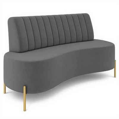 Sofá 2 Lugares 160cm Pés Aço Dourado Tamar Veludo Grafite Z08 - Mpozenato