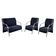 Kit 3 Peças Poltrona Braço Alumínio Suede Azul Marinho