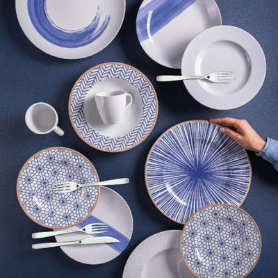 Prato Fundo Tramontina Abstratta em Porcelana Decorada 23cm Mesa Posta Servir Jantar Almoço