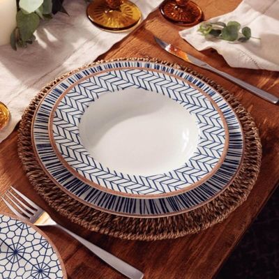 Prato Fundo Tramontina Abstratta em Porcelana Decorada 23cm Mesa Posta Servir Jantar Almoço