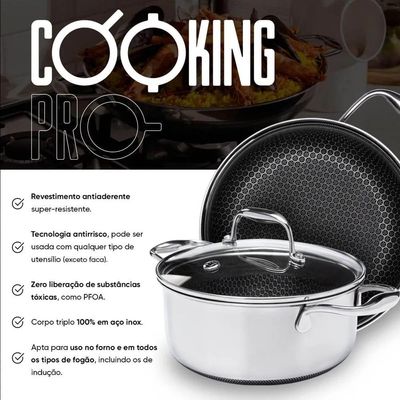 Frigideira em Aço Inox 32cm Oxford CookingPro Hive
