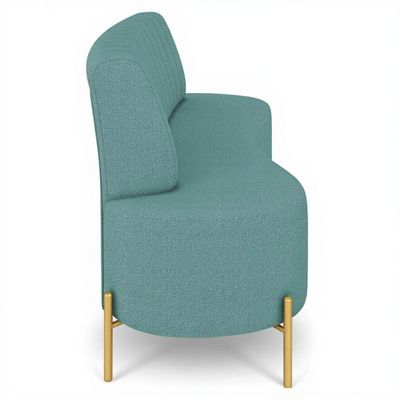 Sofá 2 Lugares 135cm Pés Aço Dourado Tamar Boucle Azul Z08 - Mpozenato