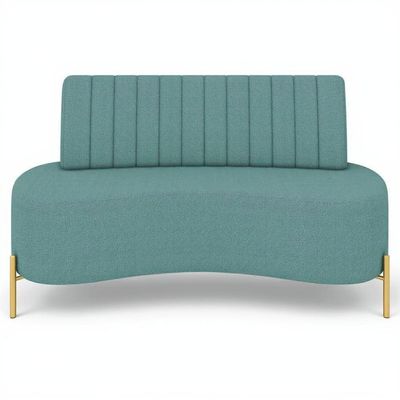 Sofá 2 Lugares 135cm Pés Aço Dourado Tamar Boucle Azul Z08 - Mpozenato