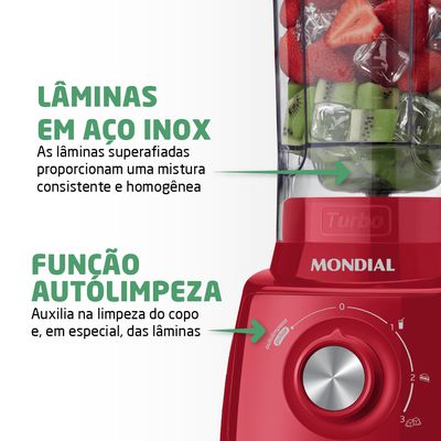 Liquidificador Turbo Power Mondial Vermelho 550W L-99 FR 220