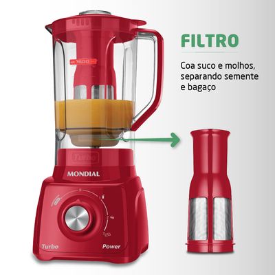Liquidificador Turbo Power Mondial Vermelho 550W L-99 FR 220