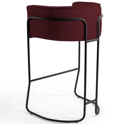 Kit 04 Banquetas Decorativas Fixa Base de Aço Preto Betina D02 Veludo Marsala C-278 - Lyam Decor