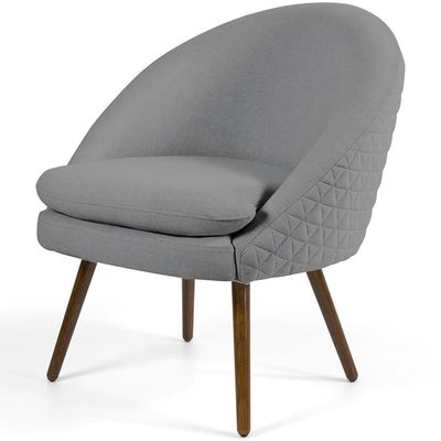 Kit 02 Poltronas Decorativas Fixa Pés Palito Rafa D02 Tressê Linho Cinza C-416 - Lyam Decor