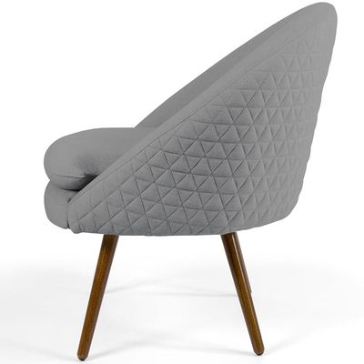 Kit 02 Poltronas Decorativas Fixa Pés Palito Rafa D02 Tressê Linho Cinza C-416 - Lyam Decor